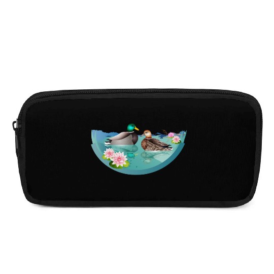 Duck couple in a duck pond with water lilies Pencil Cases