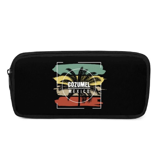 Cozumel Mexico Artistic Palm Tree Retro Pencil Cases