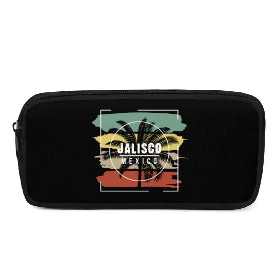 Jalisco Mexico Artistic Palm Tree Retro Pencil Cases