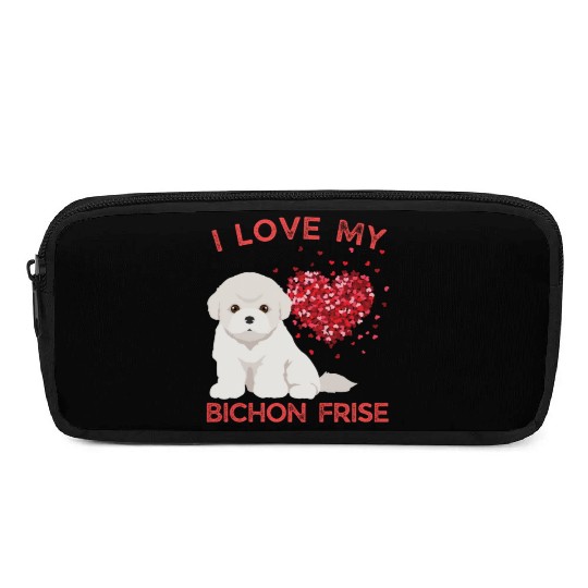I love my Bichon Frise Cute valentines puppy dog Pencil Cases