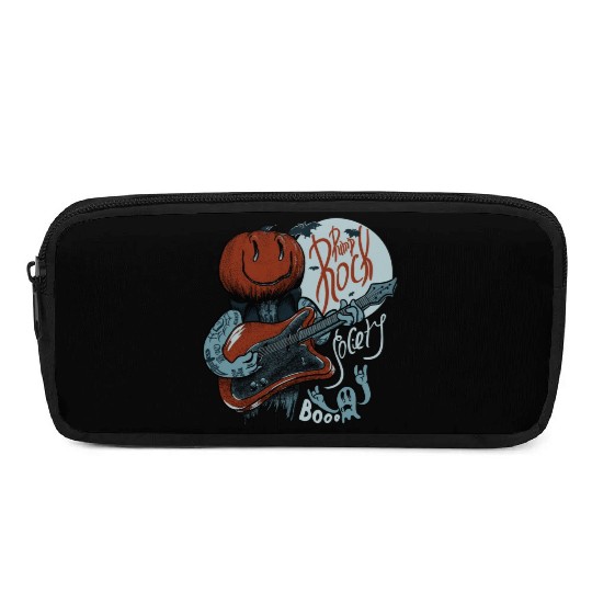 Pump Rock Society Halloween Pumpkin Playing Guitar Pencil Cases