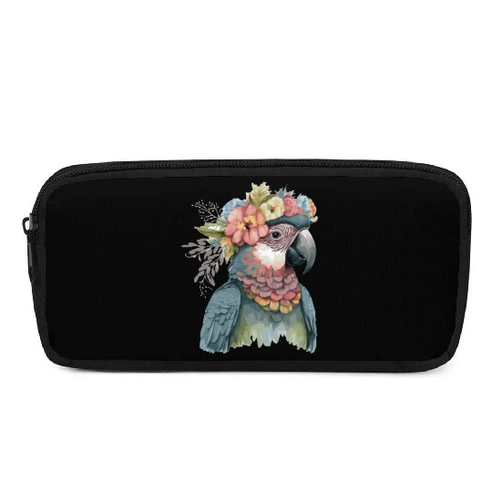 Cute Parrot Macaw Bird Flower Crown Pet Birds Pencil Cases