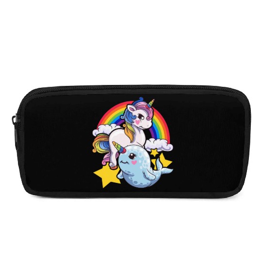 Cute Horned Narwhal And Unicorn Animal Friends Pencil Cases