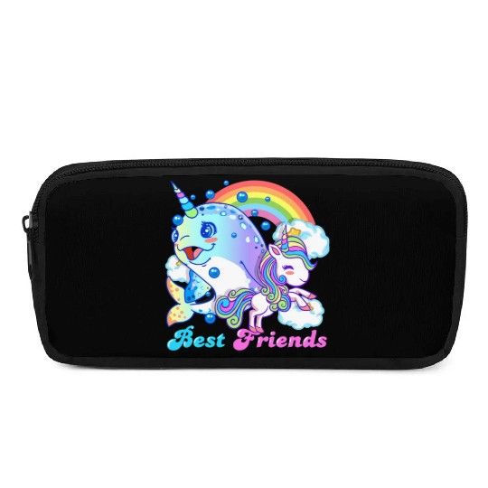 Cute Horned Narwhal And Unicorn Best Friends Pencil Cases