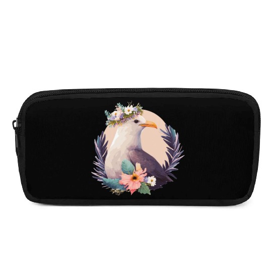 Cute Seagull Bird Flower Crown Floral Birds Pencil Cases