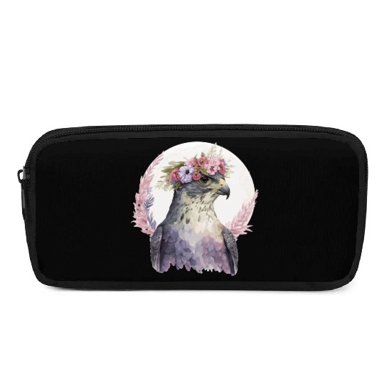 Falcon Birds Of Prey Flower Crown Floral Bird Watc Pencil Cases