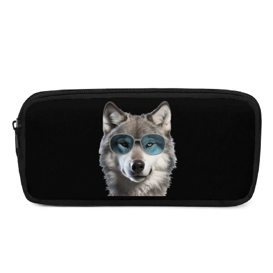 Grey Wolf Wearing Blue Sunglasses Wildlife Animal Pencil Cases