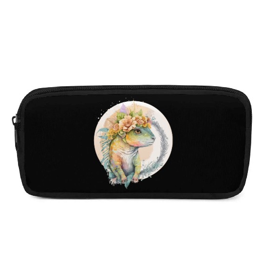 Cute Lizard Chameleon Flower Crown Pet Reptile Lov Pencil Cases