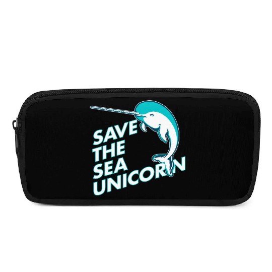 Funny Save the Sea Unicorn Narwhal Pencil Cases