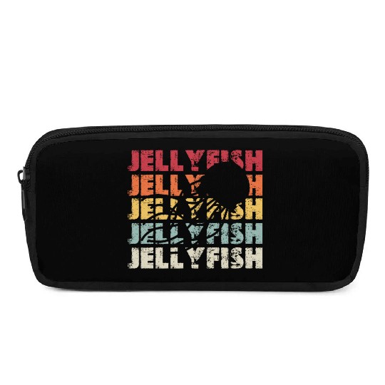 Retro Jellyfish Silhouette Men Women Ocean Lover Pencil Cases