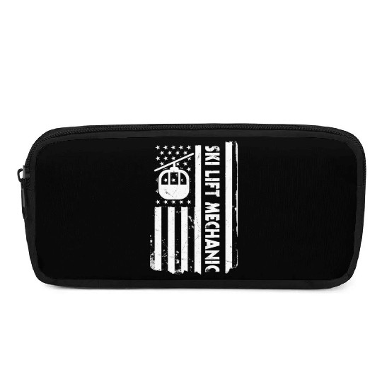 USA Flag Ski Lift Mechanic America Pencil Cases