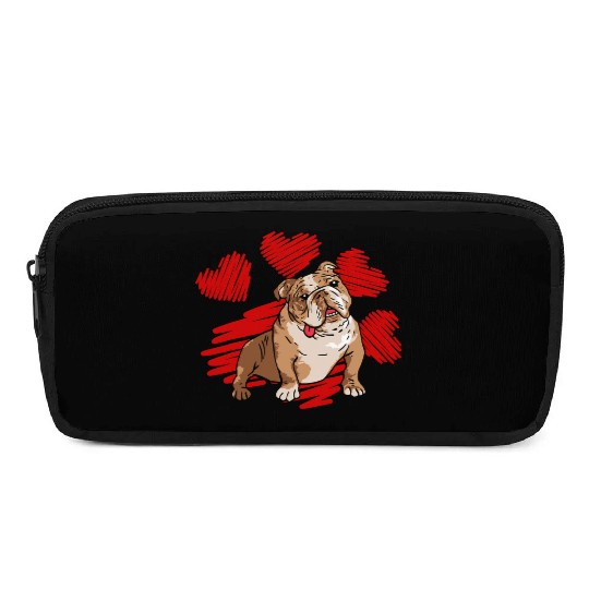 I Love My English Bulldog Dog Paw With Heart Pencil Cases