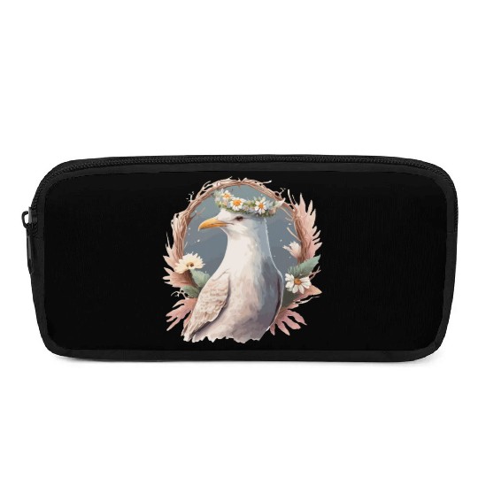 Seagull Bird Flower Crown Floral Seabirds Pencil Cases