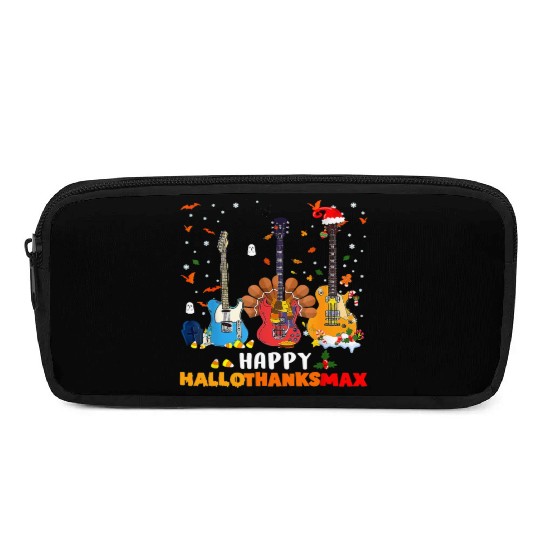 Guitar Happy Hallothanksmas Halloween Thanksgiving Pencil Cases