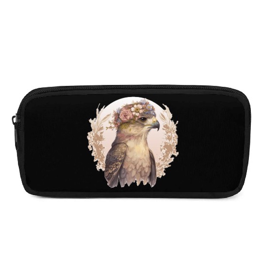 Watercolor Hawk Bird Of Prey Flower Crown Floral B Pencil Cases
