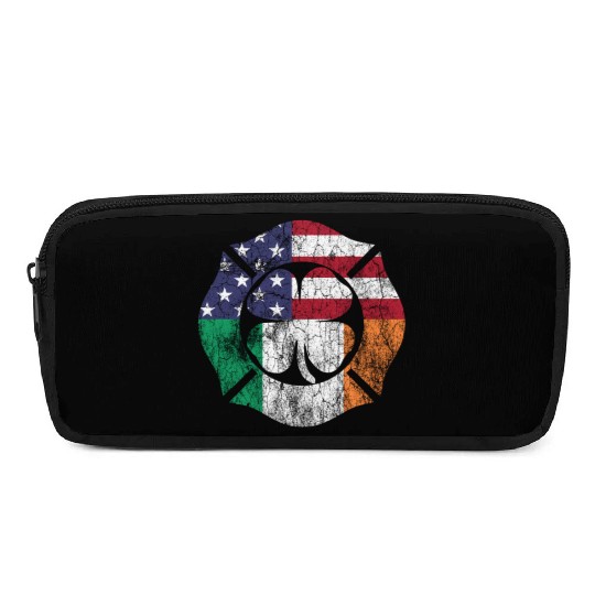 St Patricks Day Firefighter Irish American Flag Pencil Cases