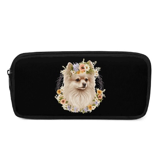 Cute Pomeranian Pom Flower Crown Pet Dog Breed Flo Pencil Cases