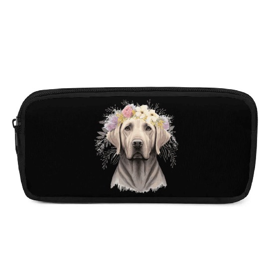 Cute Labrador Retriever Flower Crown Pet Dog Flora Pencil Cases