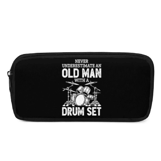 Drummer Never Underestimate An Old With A Drum Set Pencil Cases