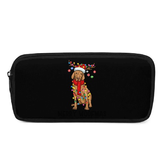 Vizsla Dog Lights Merry Woofmas Pencil Cases