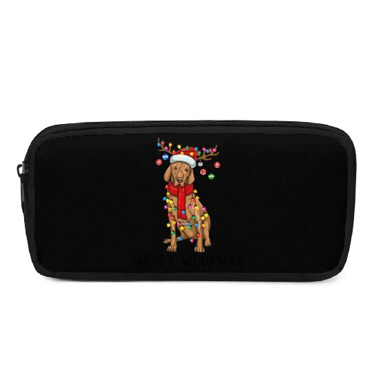 Vizsla Dog Lights Merry Woofmas Pencil Cases