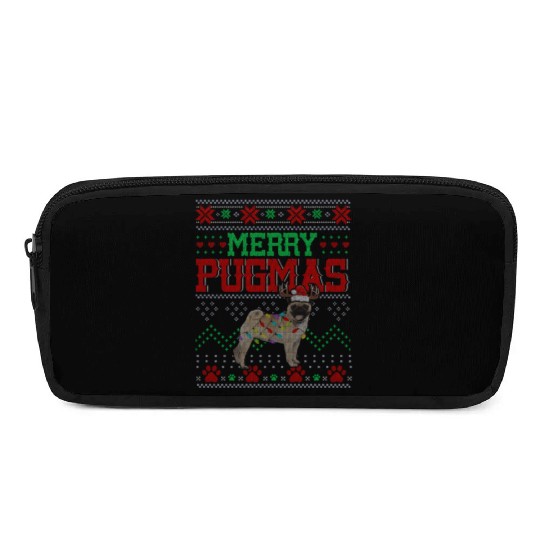 Merry Pugmas Santa Reindeer Pug Farmer Pencil Cases