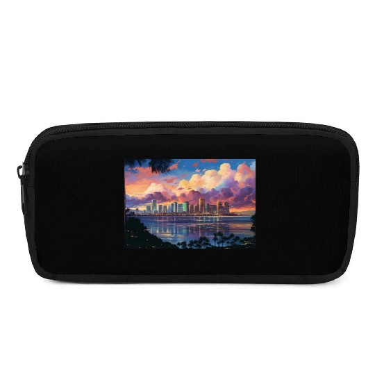 Anime Honolulu A Vibrant Anime Inspired Skyline Pencil Cases