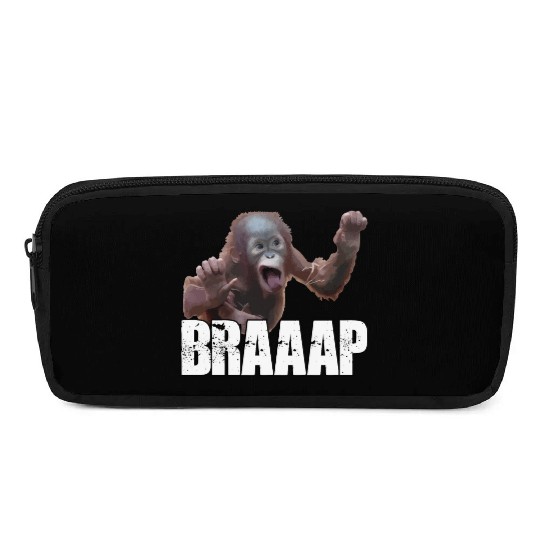 Braaap Monkey Face Riding A Motocross Pencil Cases