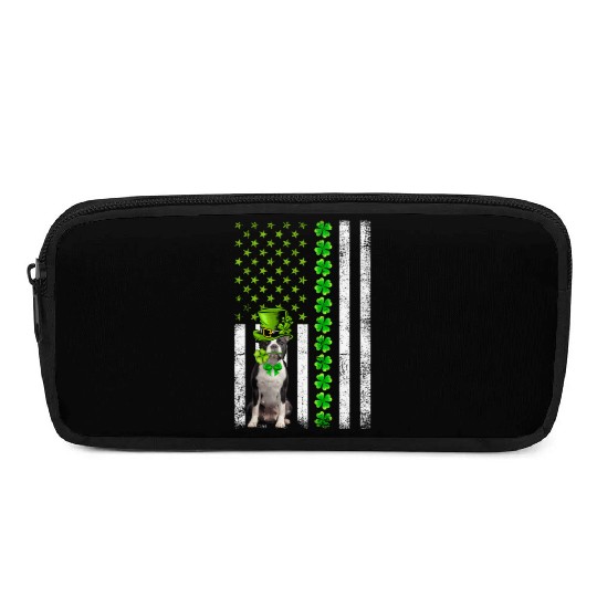 American Flag Boston Terrier Dog St Patric Day Pencil Cases