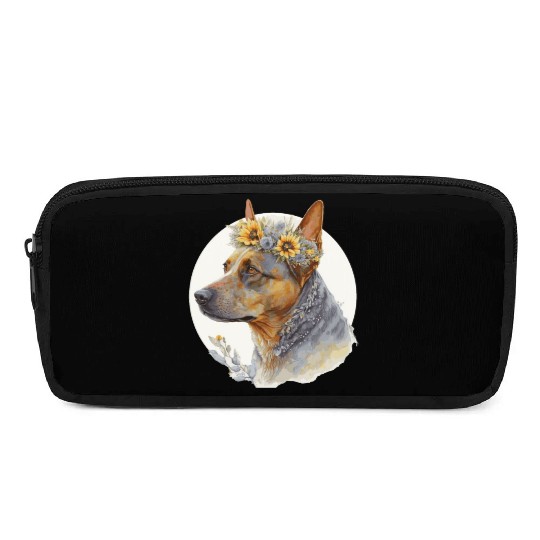 Cute Australian Cattle Sunflower Dog Breed Pet Pup Pencil Cases