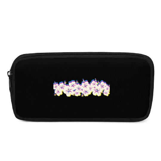 Hawaii Hibiscus Flower Row 1970S Glitch Aesthetic Pencil Cases