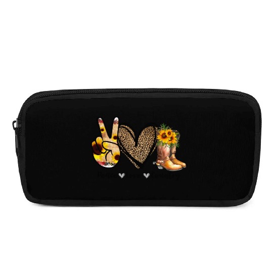 Sunflower Peace Love Country Cowgirl Midwest Boot Pencil Cases