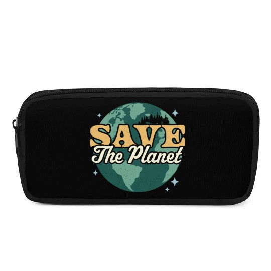 Save The Planet Environmental Retro Vintage Earth Pencil Cases