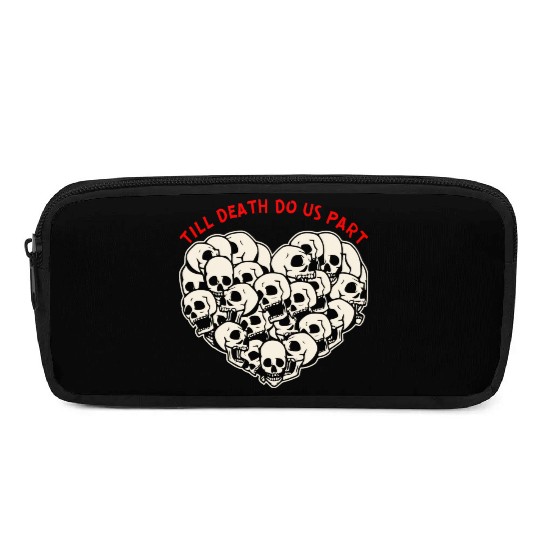 Till Death Do Us Part Skulls Heart ©WhiteTigerLLC Pencil Cases