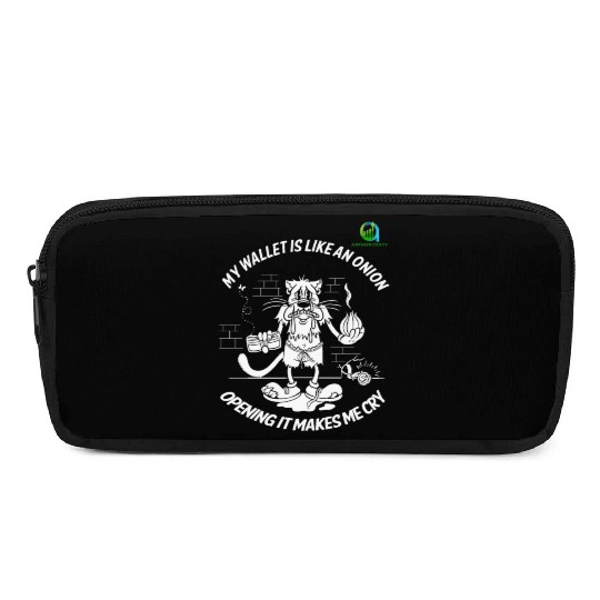 Financial Humor Pencil Cases: Crying Onion Wallet - White