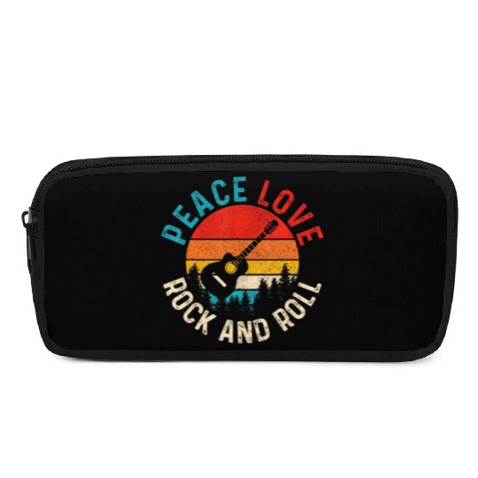 Peace Love & Rock & Roll Guitar Player Guitarist Pencil Cases