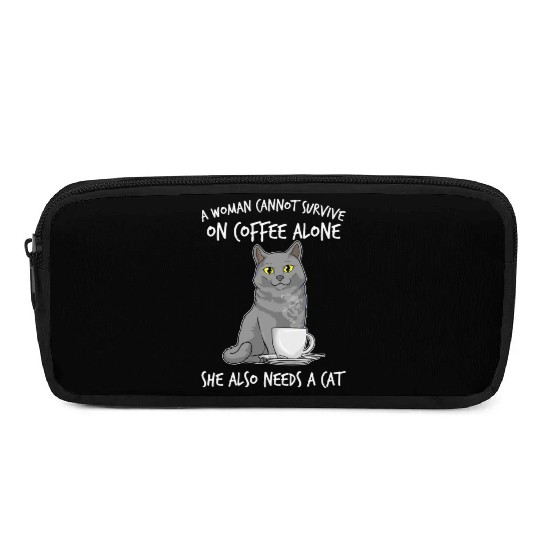 Woman Cat Lover Coffee Lover Caffeine Meow Pencil Cases