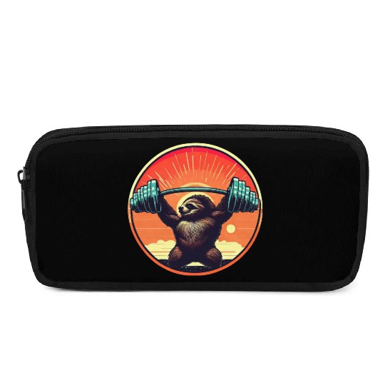 Sloth Dumbbells Fitness Sunset Pencil Cases