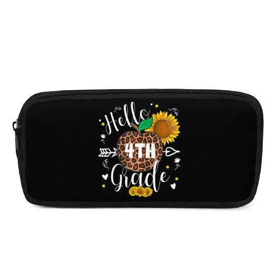 4th Grade Back To School Leopard Print Sunflower Pencil Cases