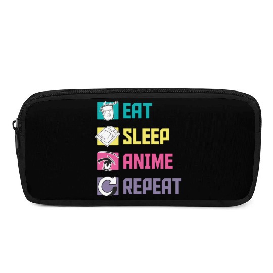 Eat Sleep Anime Repeat funny Pencil Cases