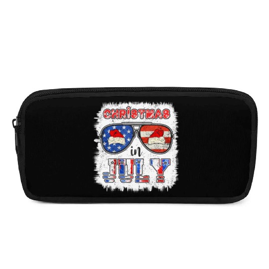 Christmas in July Santa Hat Sunglasses Summer Pencil Cases
