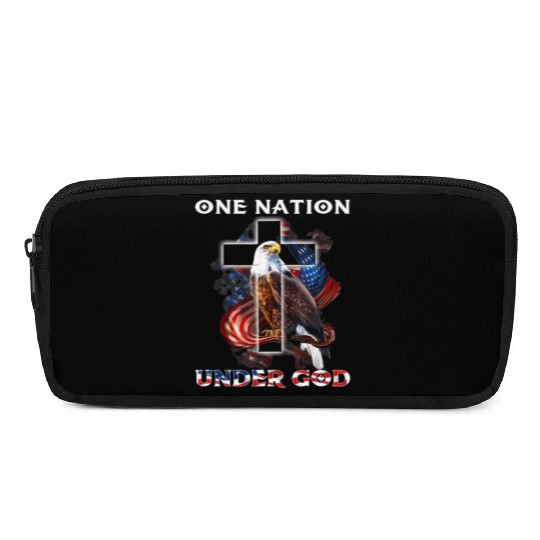 One Nation Under God Jesus Usa Cross Bald Eagle Pencil Cases