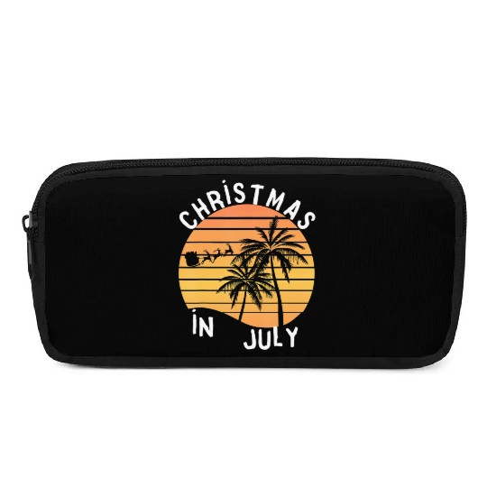 Christmas In July Santa Sledge Sunset Palm Summer Pencil Cases