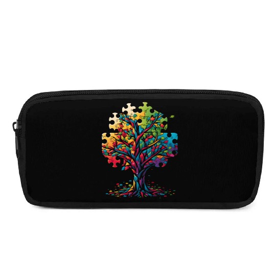 Neurodiversity Autism Awareness Colorful Tree Puzz Pencil Cases