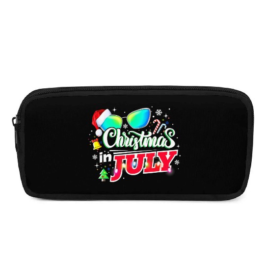 Christmas in July Santa Hat Sunglasses Summer Pencil Cases