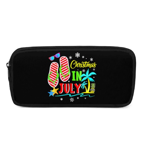 Christmas In July Flip Flops Funny Beach Summer Pencil Cases