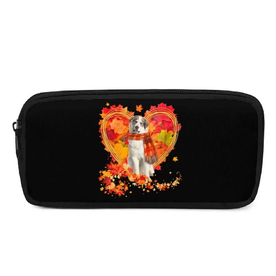 Great Pyrenees With Heart Made Of Autumn Leaves Pencil Cases