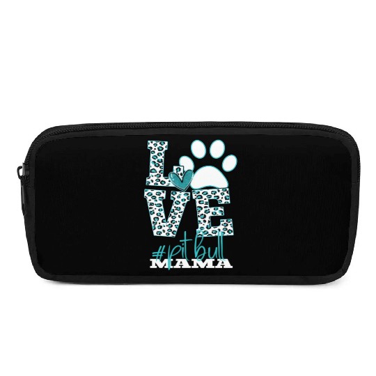 Pitbull Mama Leopard Print Paw Love Pencil Cases