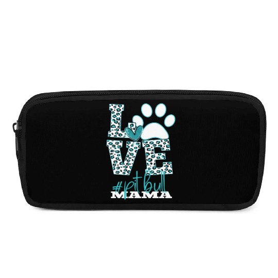 Pitbull Mama Leopard Print Paw Love Pencil Cases