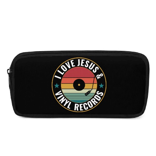 I Love Jesus And Vinyl Records Funny Vinyl Lover Pencil Cases
